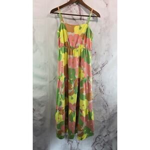 Sanctuary Dress Womens Small Pink Green Floral Maxi Smocked Get Away Burst